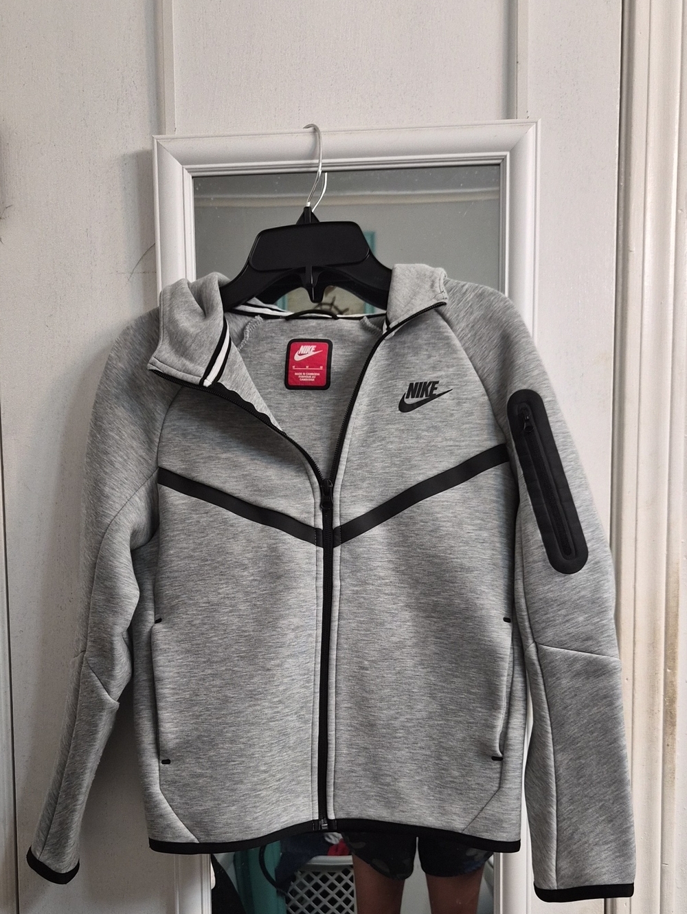 Nike Tech Boys Light Gray & Black Performance Zip-Up Jacket